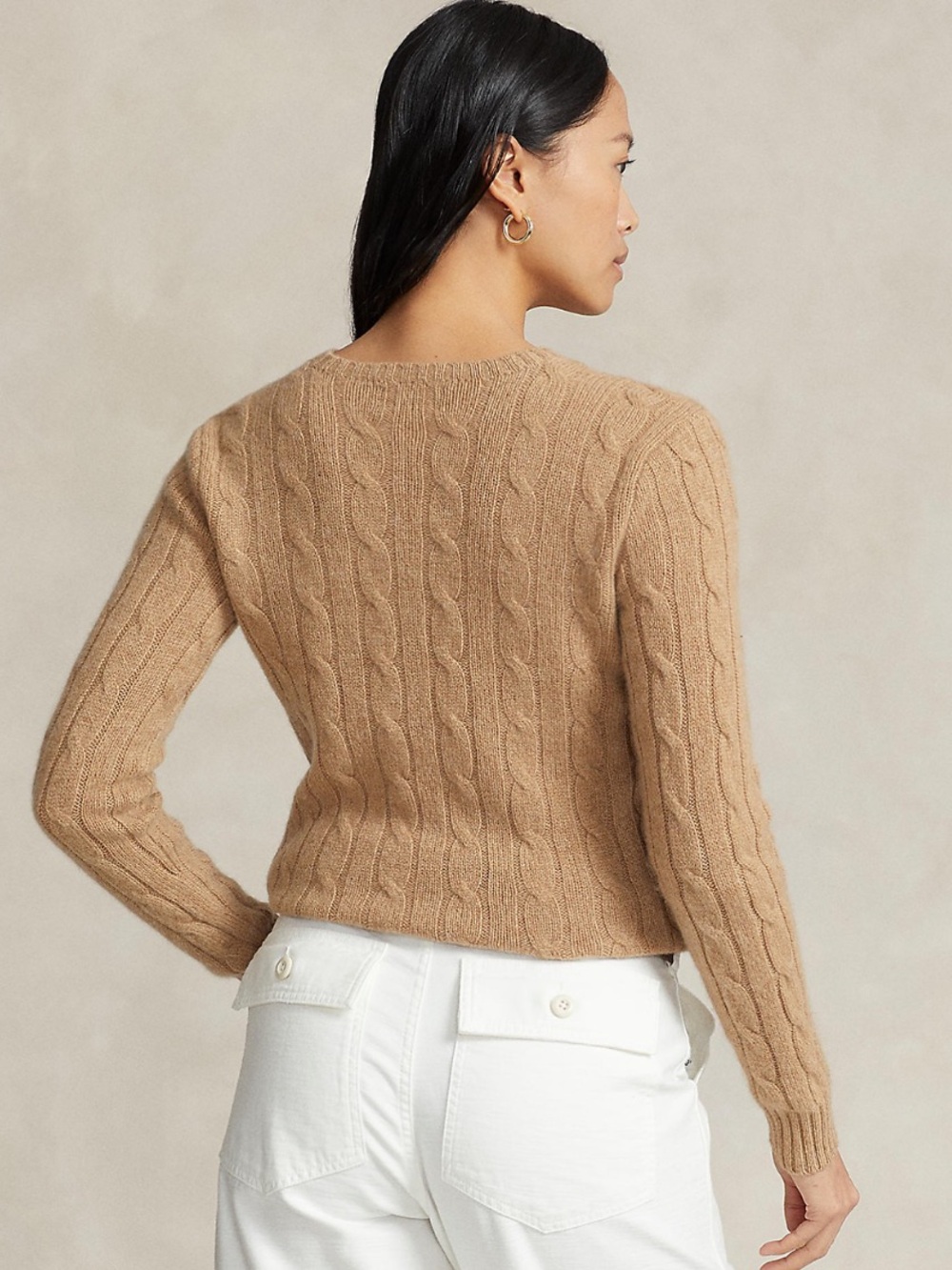 Ralph Lauren Cable-Knit Crewneck Sweater - Taupe Brown - Picture 2 of 9